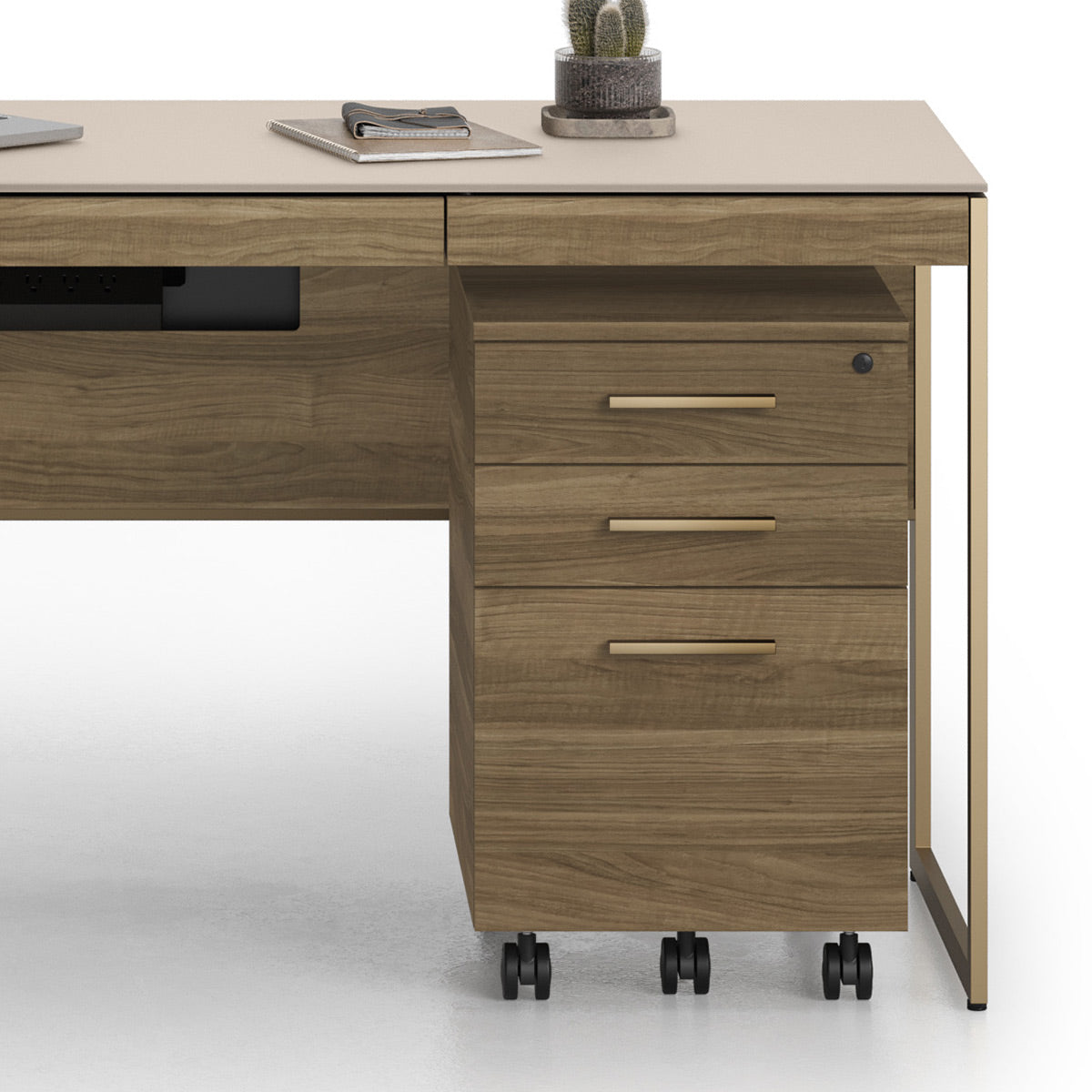 BDI Sequel Studio 6607 Mobile File Pedestal (Neo Walnut, Bronze)