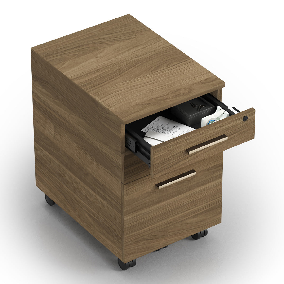 BDI Sequel Studio 6607 Mobile File Pedestal (Neo Walnut, Bronze)