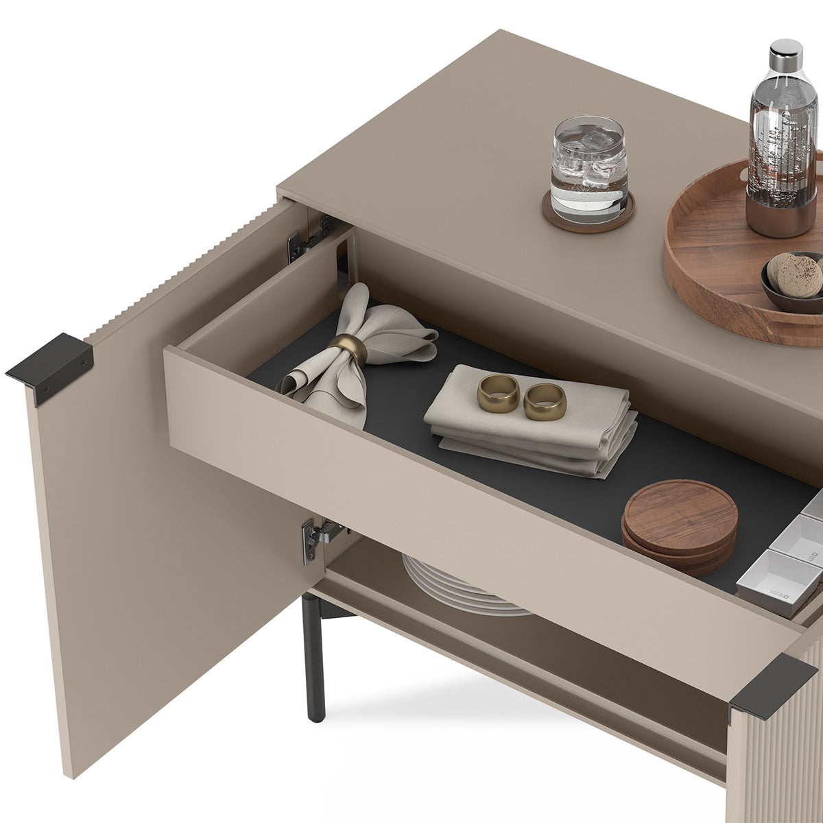 BDI Zig 7649 Storage Credenza (Dune Finish, Brushed Carbon)