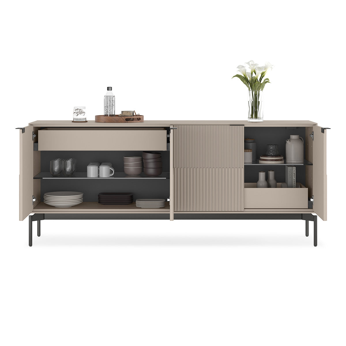 BDI Zig 7649 Storage Credenza (Dune Finish, Brushed Carbon)