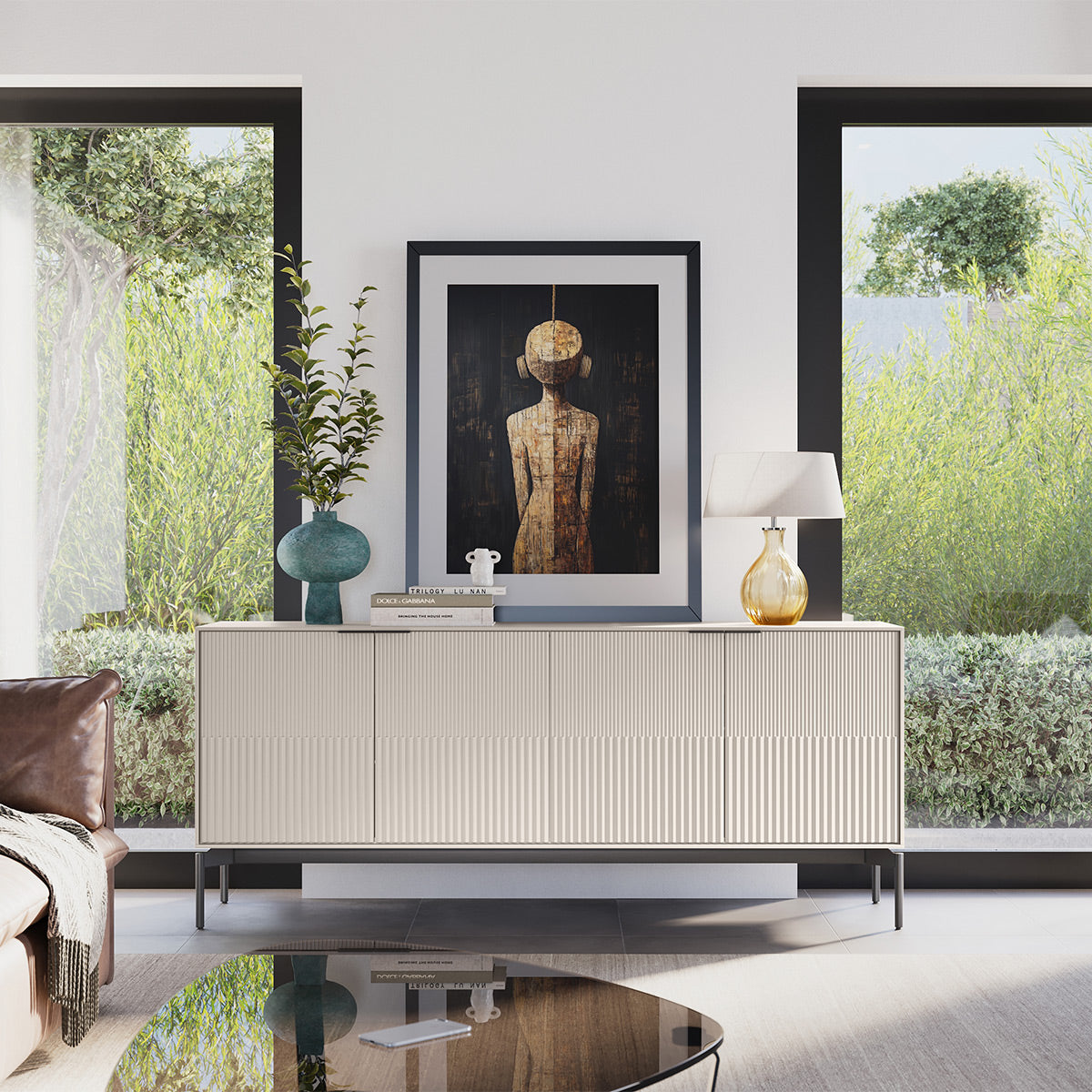 BDI Zig 7649 Storage Credenza (Dune Finish, Brushed Carbon)