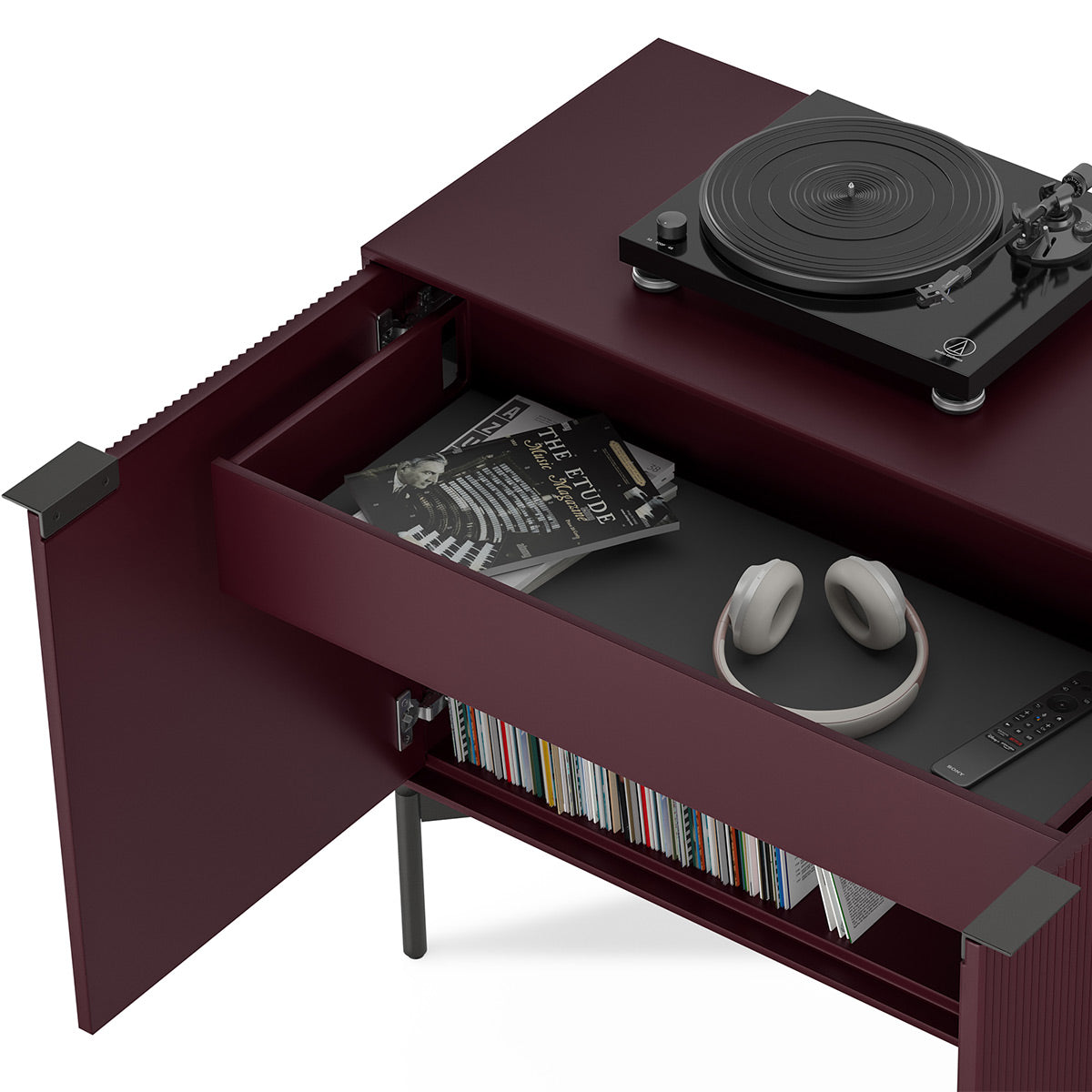 BDI Zig 7649 Storage Credenza (Merlot Finish, Brushed Carbon)