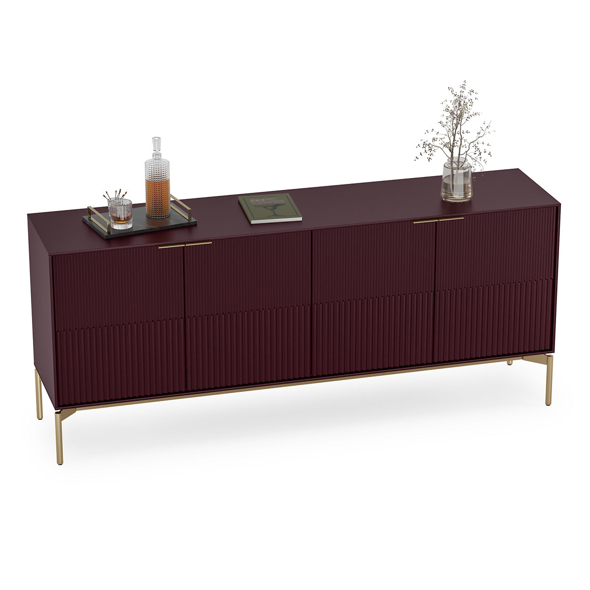 BDI Zig 7649 Storage Credenza (Merlot, Brushed Brass)