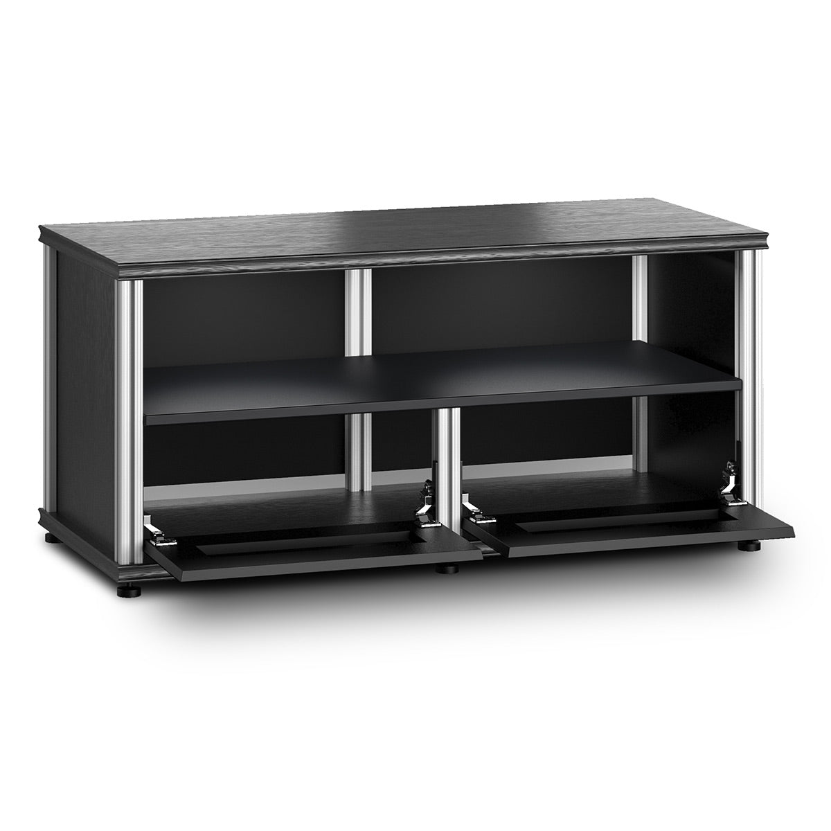 Salamander Designs Synergy 223 Twin AV Cabinet (Black Oak with Black Glass & Aluminum Posts)