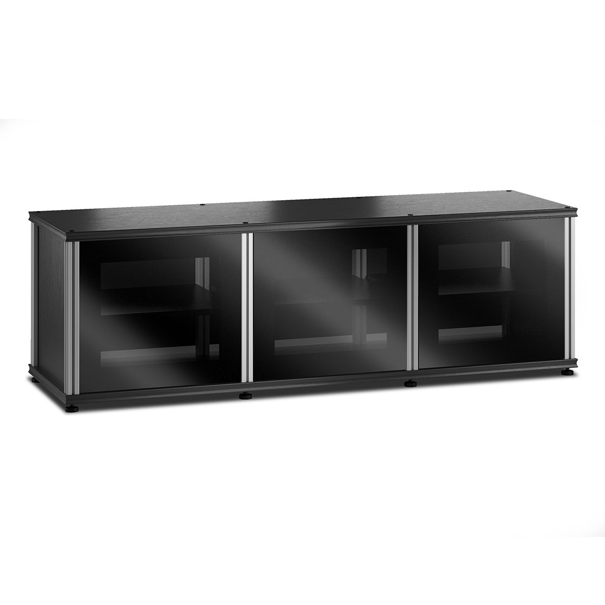 Salamander Designs Synergy 237 Triple AV Cabinet (Black Oak with Black Glass & Aluminum Posts)