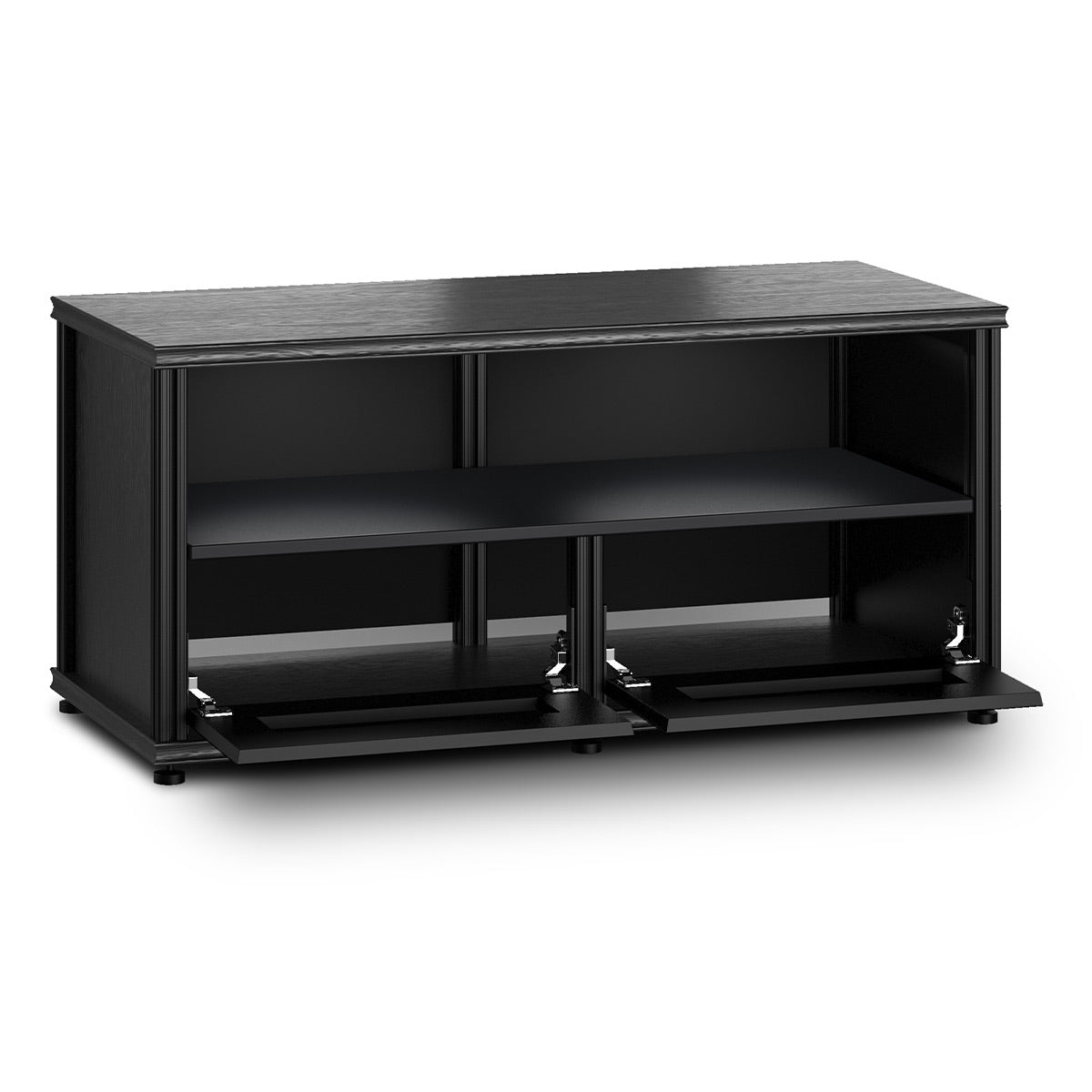 Salamander Designs Synergy 223 Twin AV Cabinet (Black Oak with Black Glass & Black Posts)