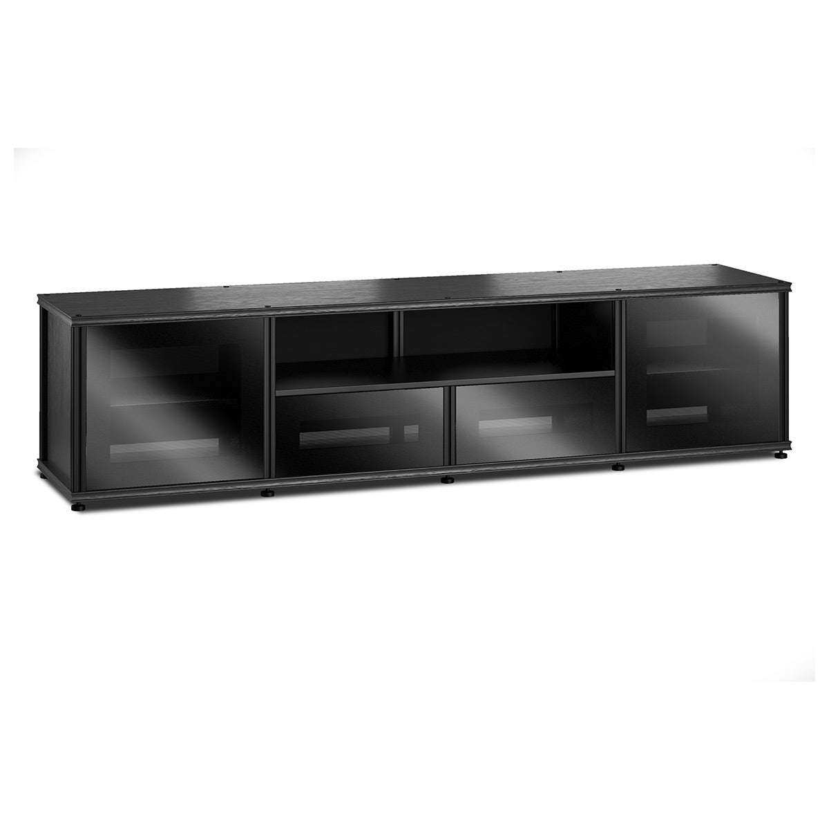 Salamander Synergy 243 Quad AV Cabinet (Black Oak with Black Glass Doors & Black Posts)