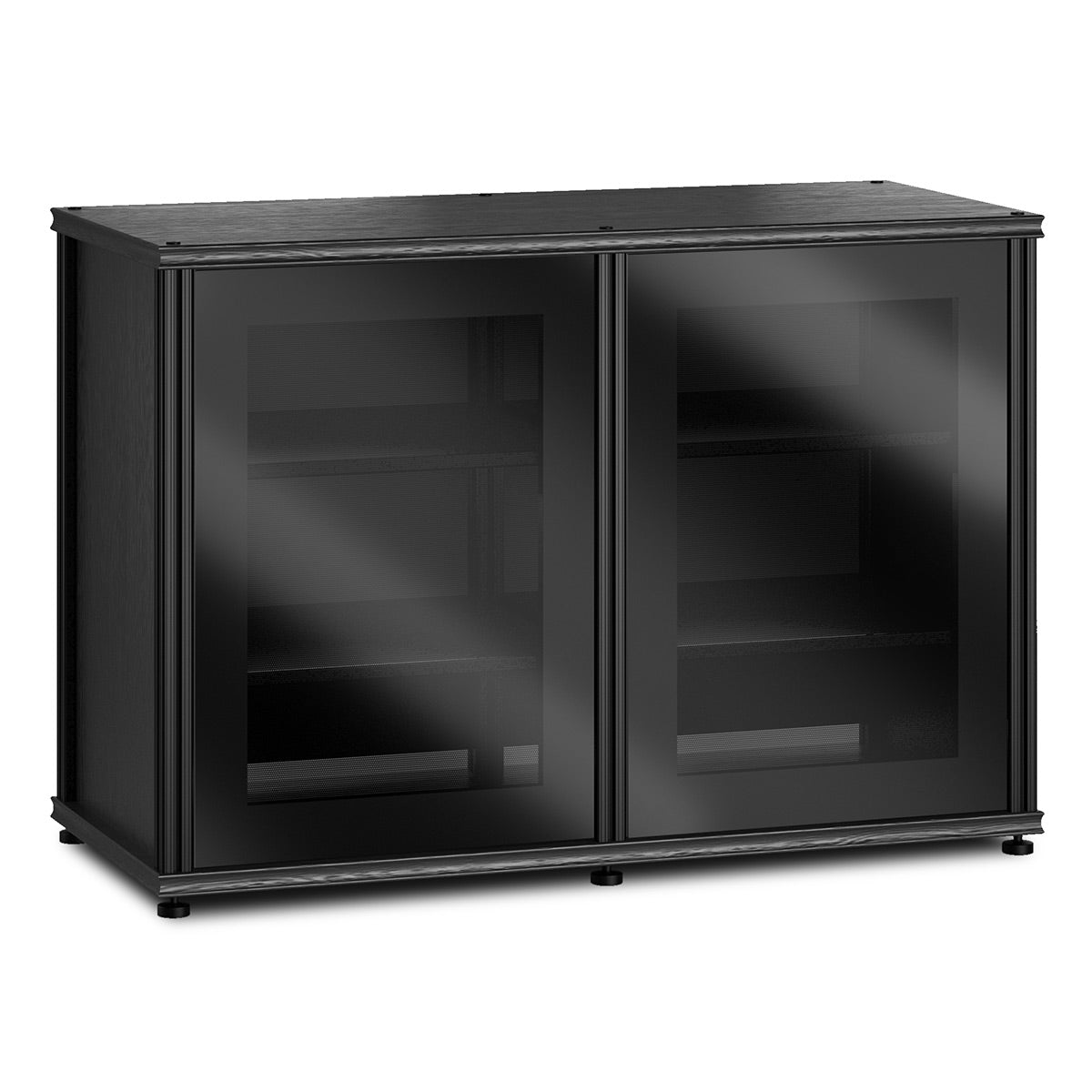 Salamander Designs Synergy 323 Twin AV Cabinet (Black Oak with Black Glass & Black Posts)