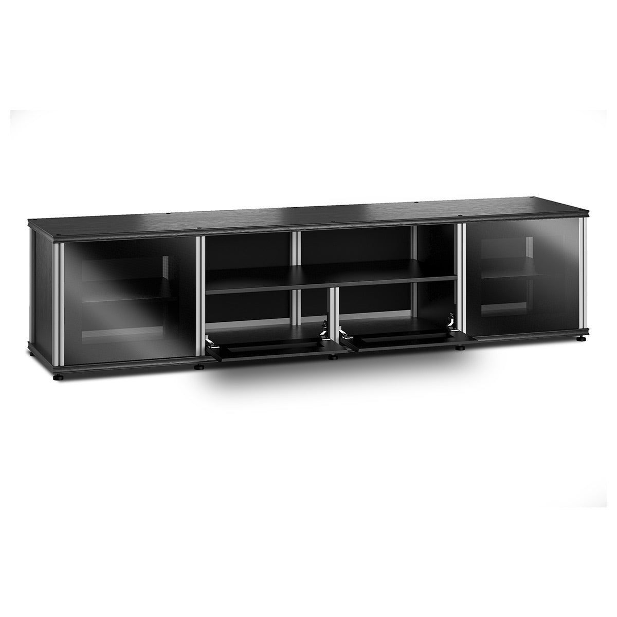 Salamander Synergy 243 Quad AV Cabinet (Black Oak with Black Glass Doors & Black Posts)