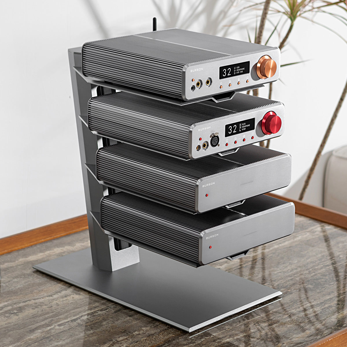 Burson Audio Mothership Equipment Stand - 4 Levels (Silver)