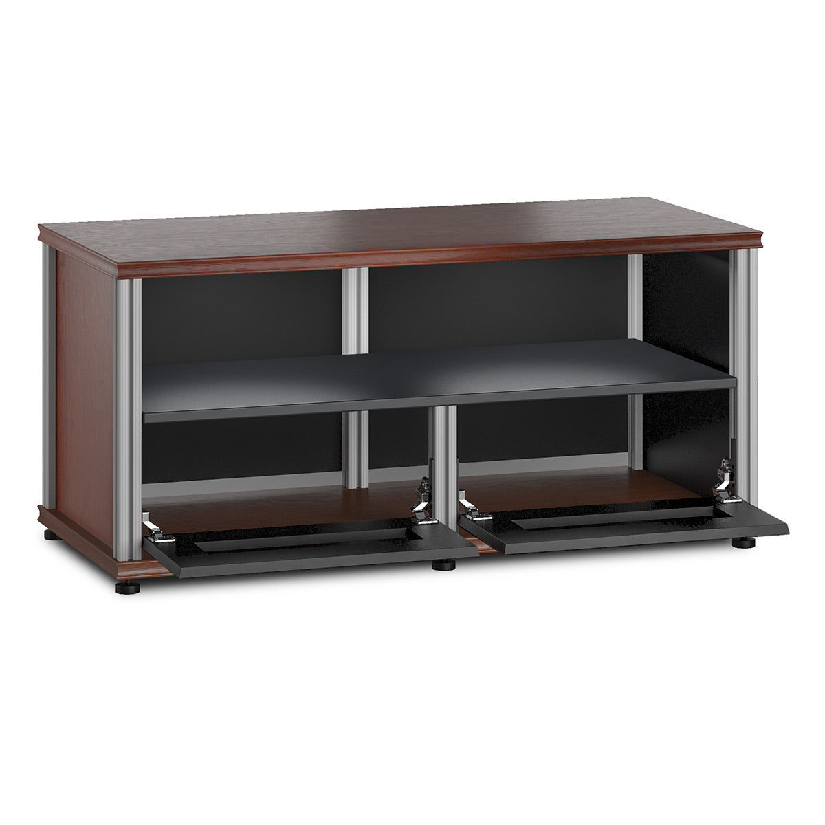 Salamander Designs Synergy 223 Twin AV Cabinet (American Cherry with Black Glass & Aluminum Posts)