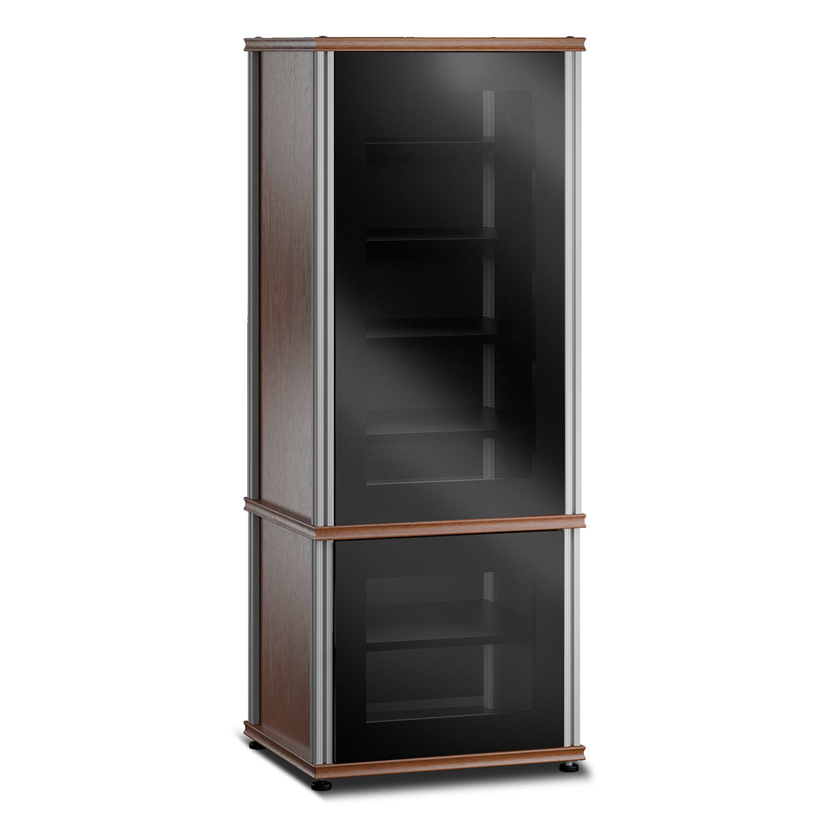 Salamander Designs Synergy 603 Single AV Cabinet (American Cherry with Black Glass Doors & Aluminum Posts)