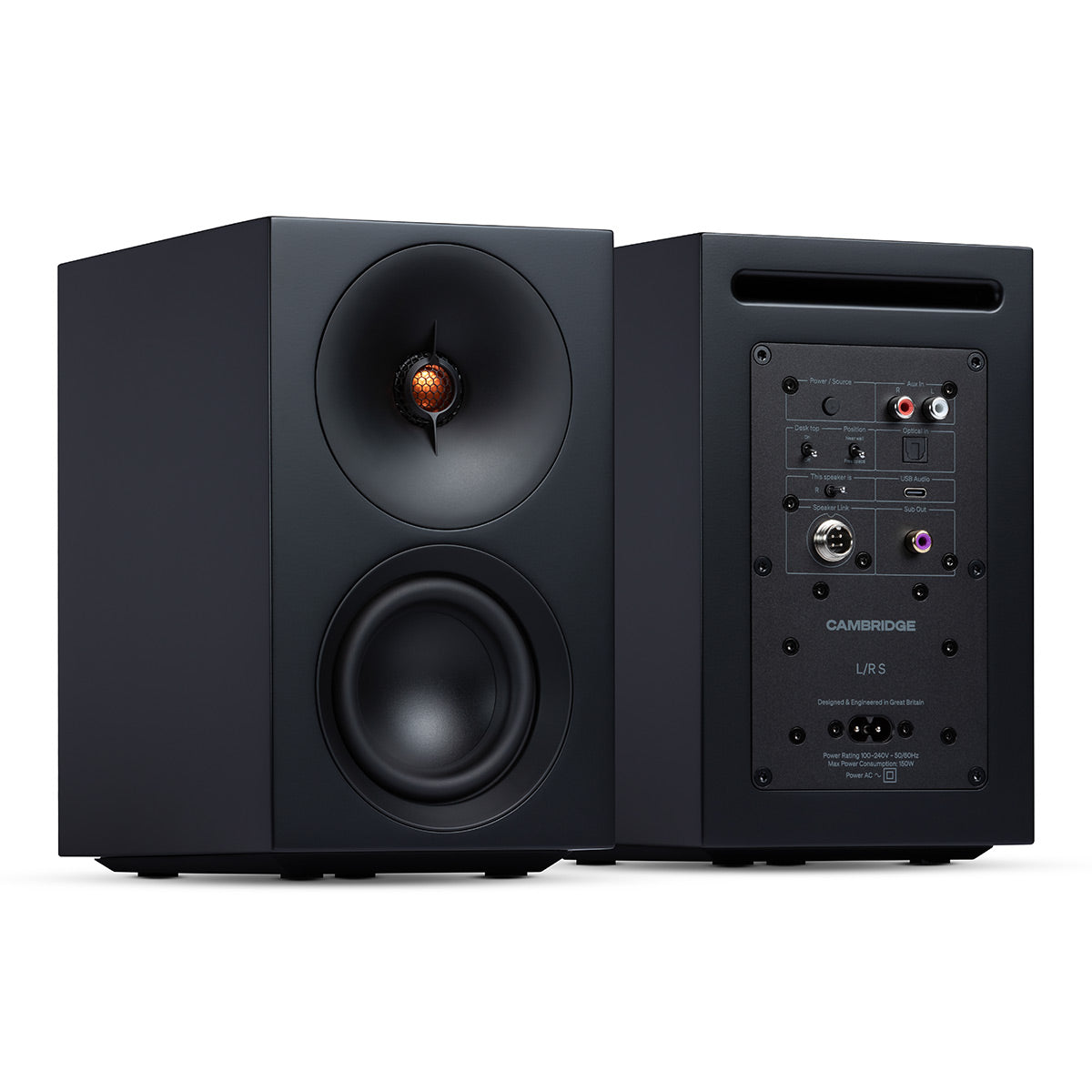 Cambridge Audio L/R S Ultra Compact Wireless Active Stereo Speakers - Pair (Black)