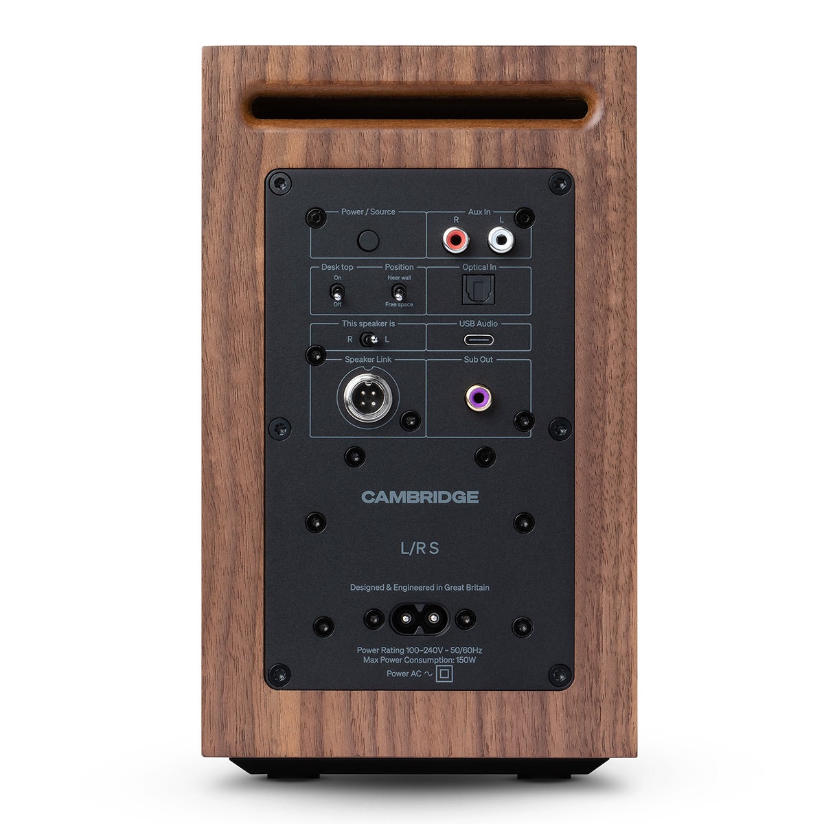 Cambridge Audio L/R S Ultra Compact Wireless Active Stereo Speakers - Pair (Walnut)