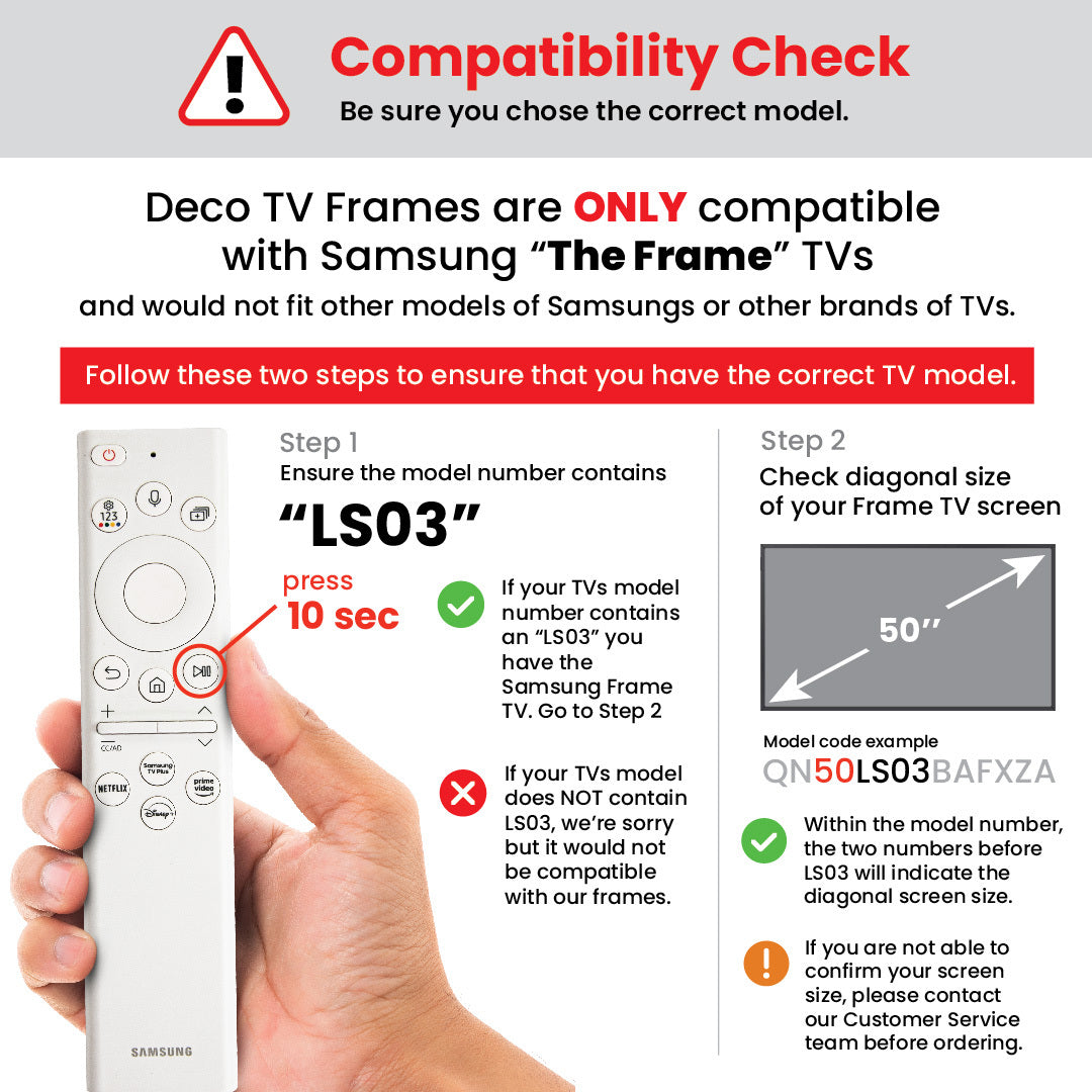 Deco TV Frames 55" Frame for Samsung The Frame TV 2021-2024 (Antique Silver & Black)