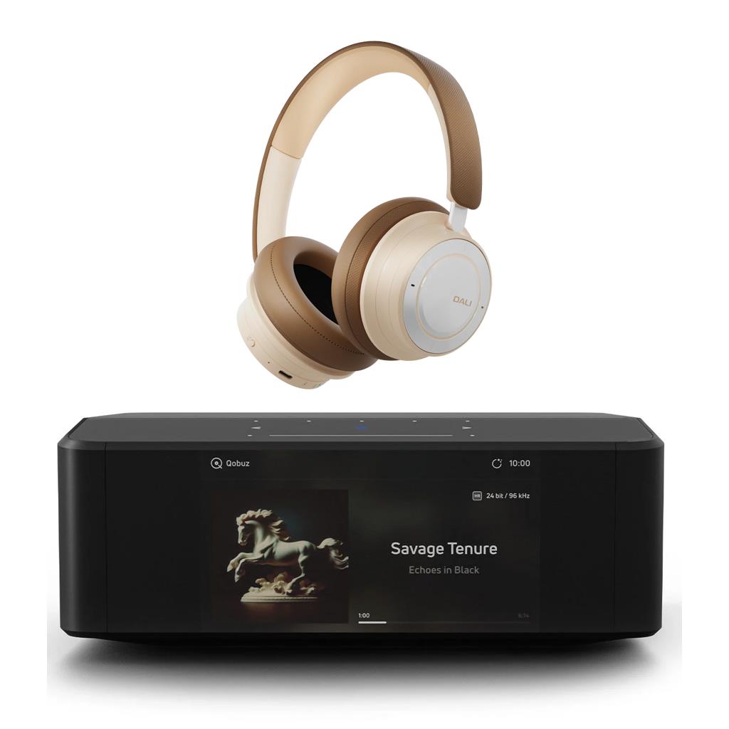 Dali IO-8 Wireless Headphones Bundle with Bluesound NODE ICON Music Streamer (Caramel White)
