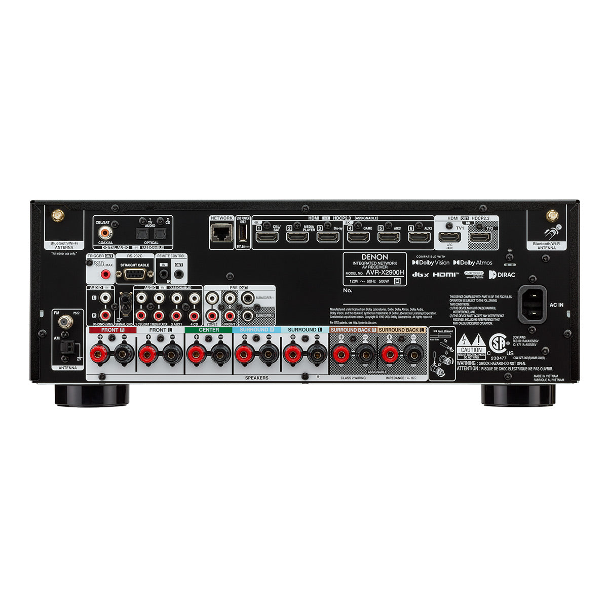 Denon AVR-X2900H 7.2 Channel 8K Home Theater Receiver with Dolby Atmos & HEOS Built-In