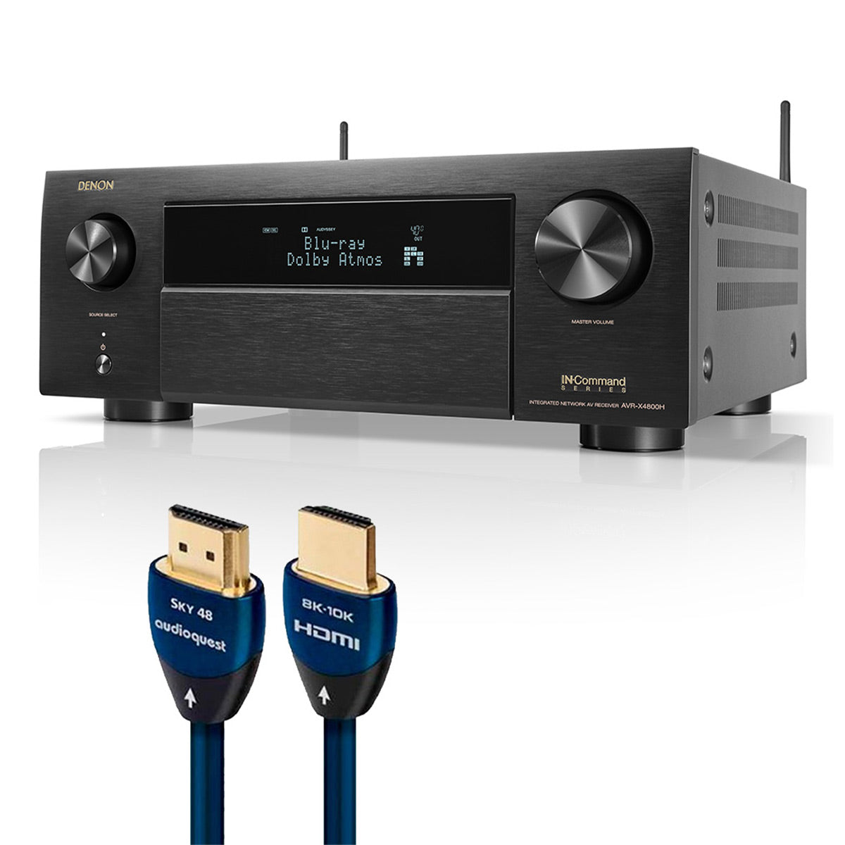 Denon AVR-X4800H 9.4 Channel 8K Receiver with AudioQuest SKY 3m HDMI Cable