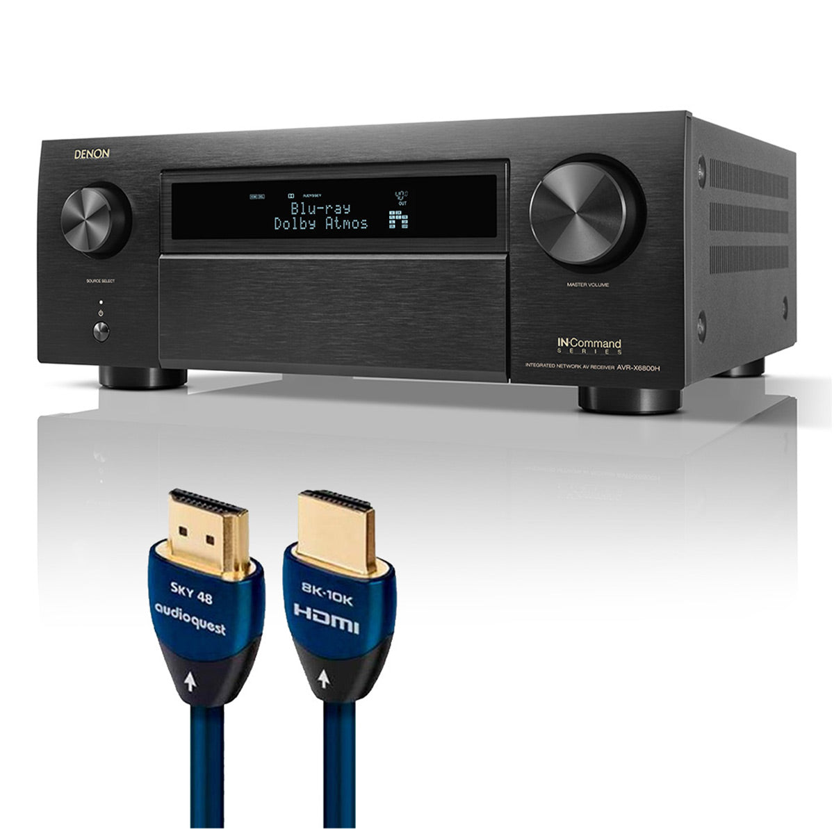 Denon AVR-X6800H 11.4 Channel 8K Receiver with AudioQuest SKY 3m HDMI Cable