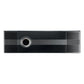 Black rectangular wireless speaker with a central circular control dial and mesh grilles on both end