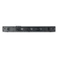 Black soundbar with multiple exposed drivers and a central control dial