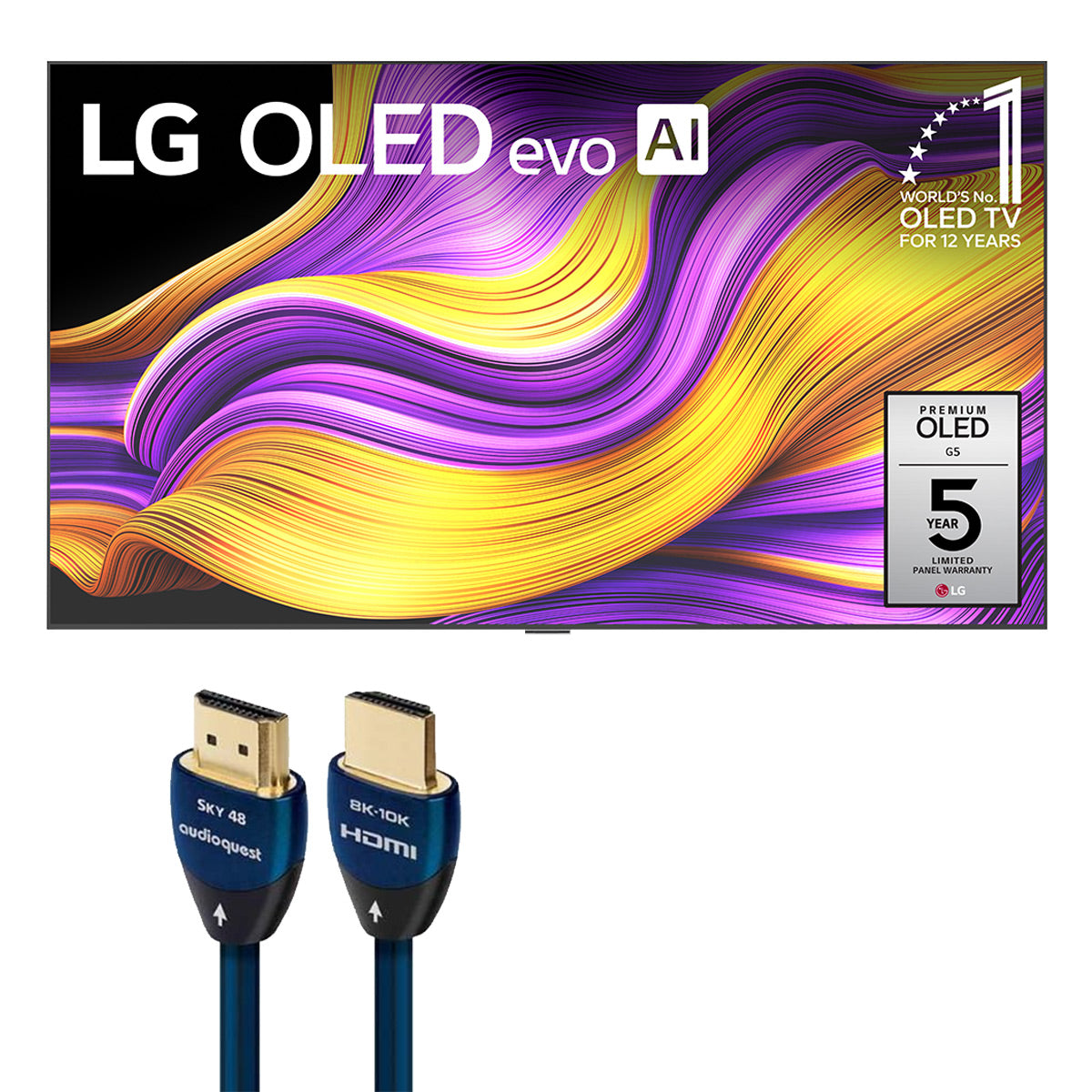 LG OLED77G5WUA 77" 4K UHD OLED evo G5 Smart TV with AudioQuest Sky 3m HDMI Cable