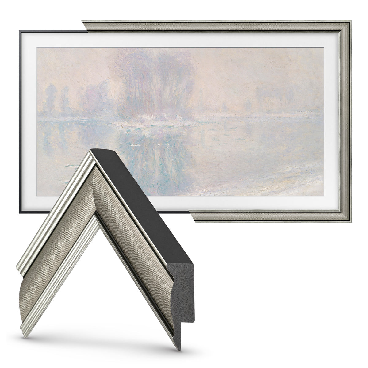 Deco TV Frames 50" Slim Frame for Samsung The Frame TV 2021-2024 (Industrial Nickle)