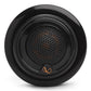 Black round car speaker with a perforated mesh grille and copper-colored logo
