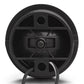 Black car speaker with a circular frame, central mounting bolt, and visible wiring