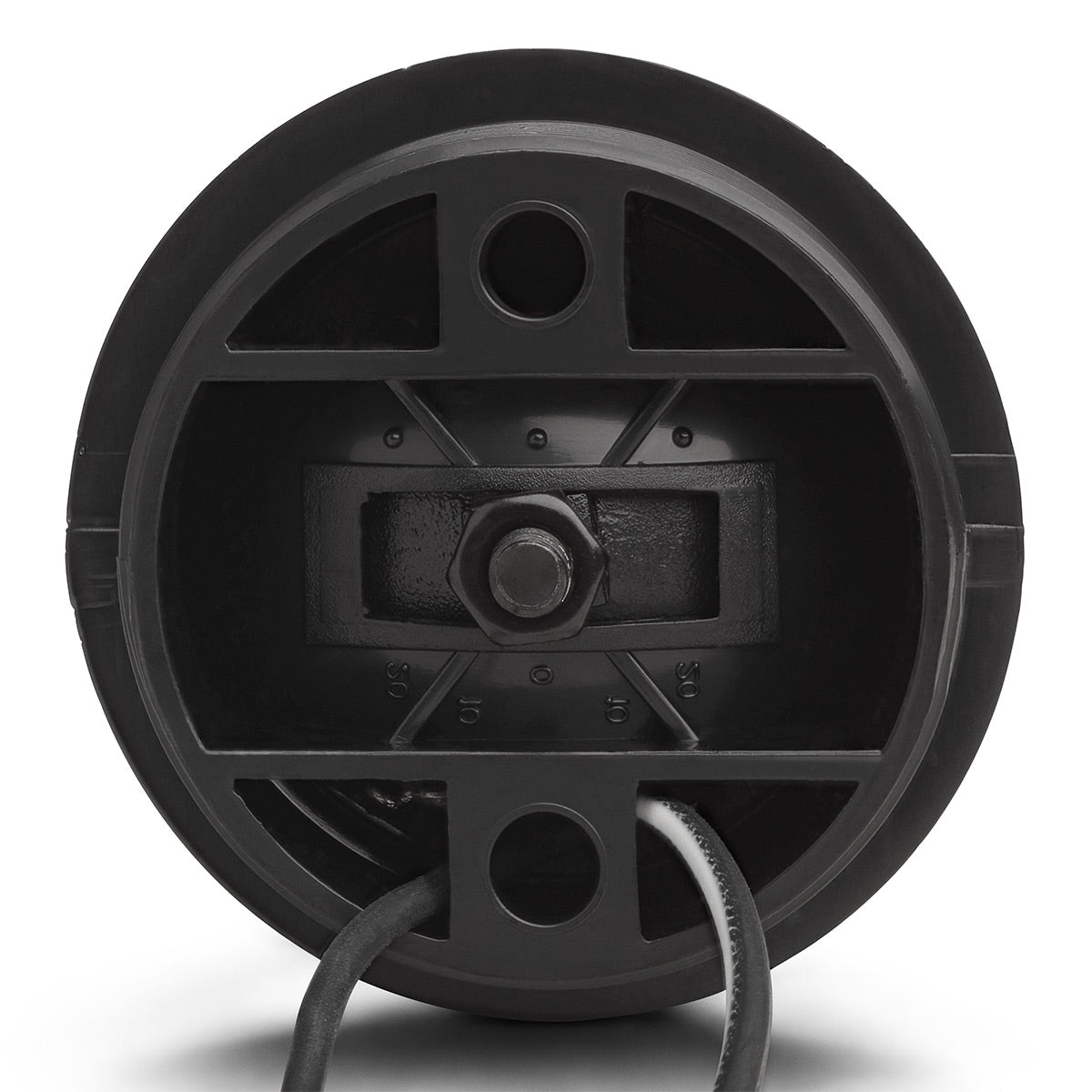 Black round car speaker with a central tweeter and visible wiring