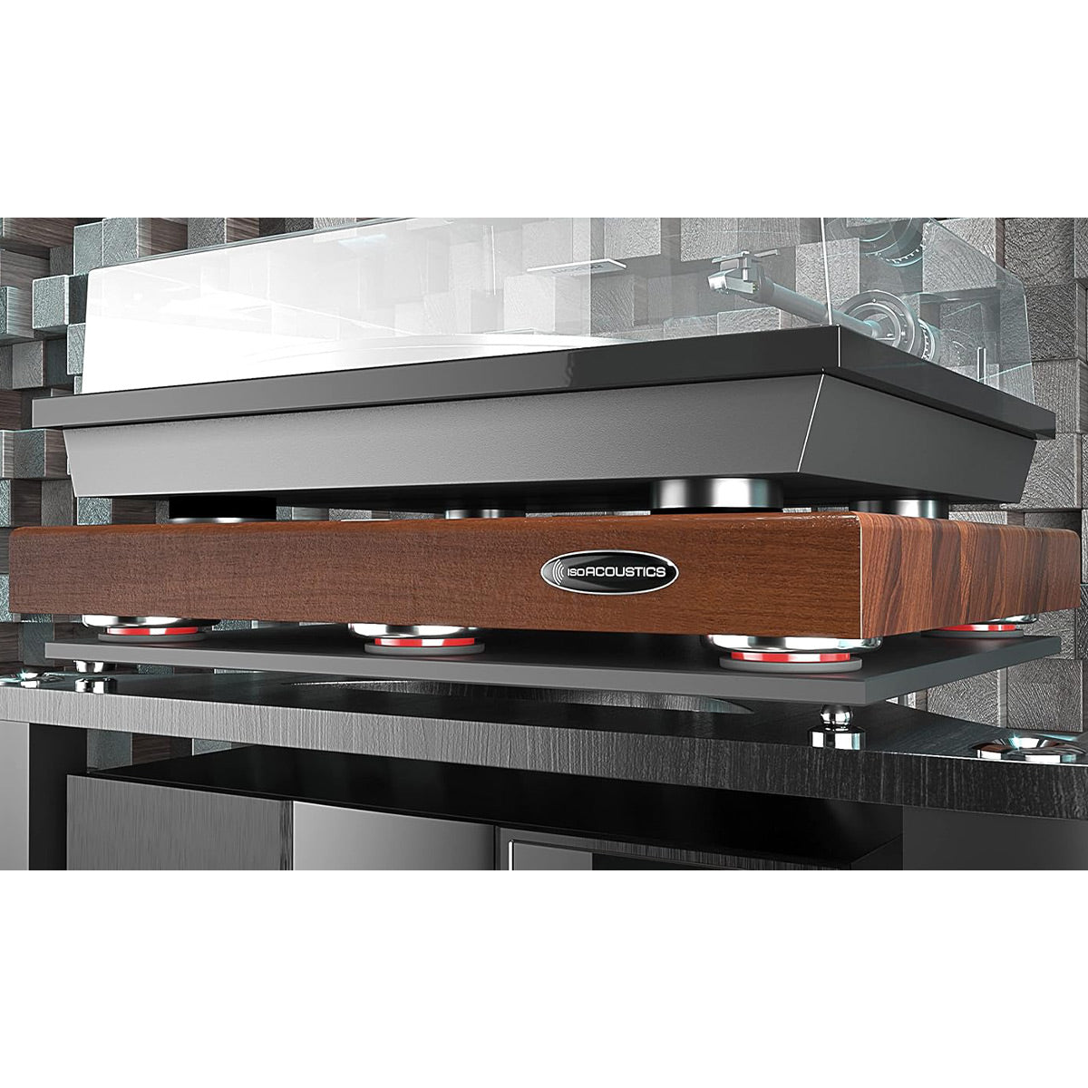 IsoAcoustics Delos 2216W1 22" x 16" x 1.75" Turntable Isolation Platform (Walnut)
