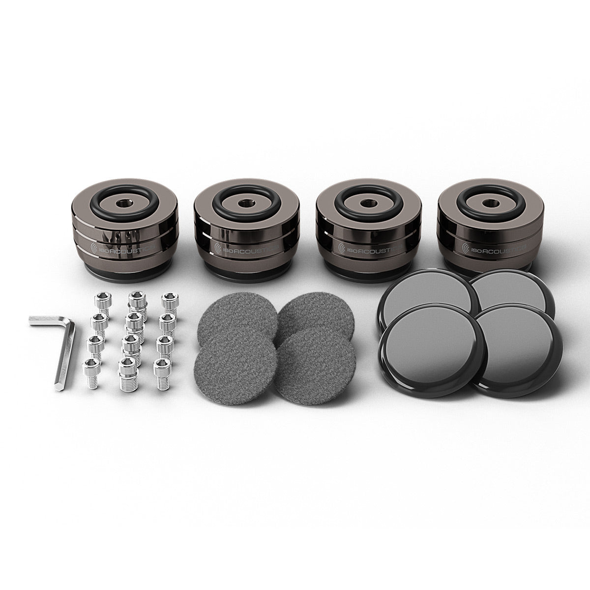 IsoAcoustics GAIA I Neo Isolation Feet for Floorstanding Speakers and Subwoofers - 4 Pack (Dark Chrome)