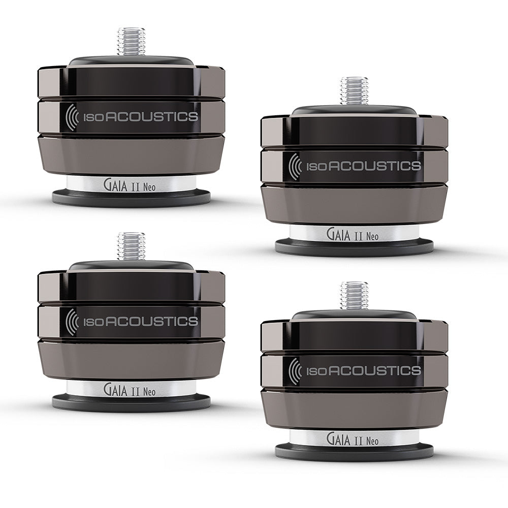 IsoAcoustics GAIA II Neo DC Isolation Feet for Floorstanding Speakers and Subwoofers - 4 Pack (Dark Chrome)