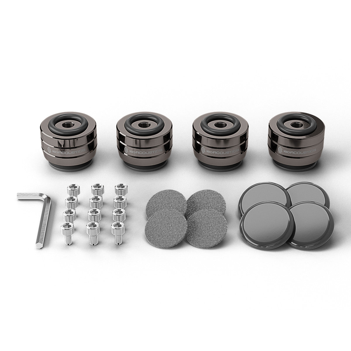 IsoAcoustics GAIA III Neo DC Isolation Feet for Floorstanding Speakers and Subwoofers - 4 Pack (Dark Chrome)
