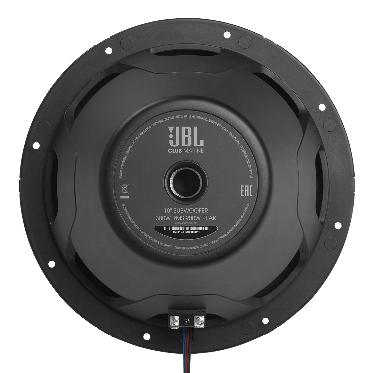 JBL Club Marine 10 Inch Subwoofer with RGB LED Lighting - Each