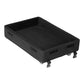 Black fabric rolling base with four caster wheels and side velcro straps