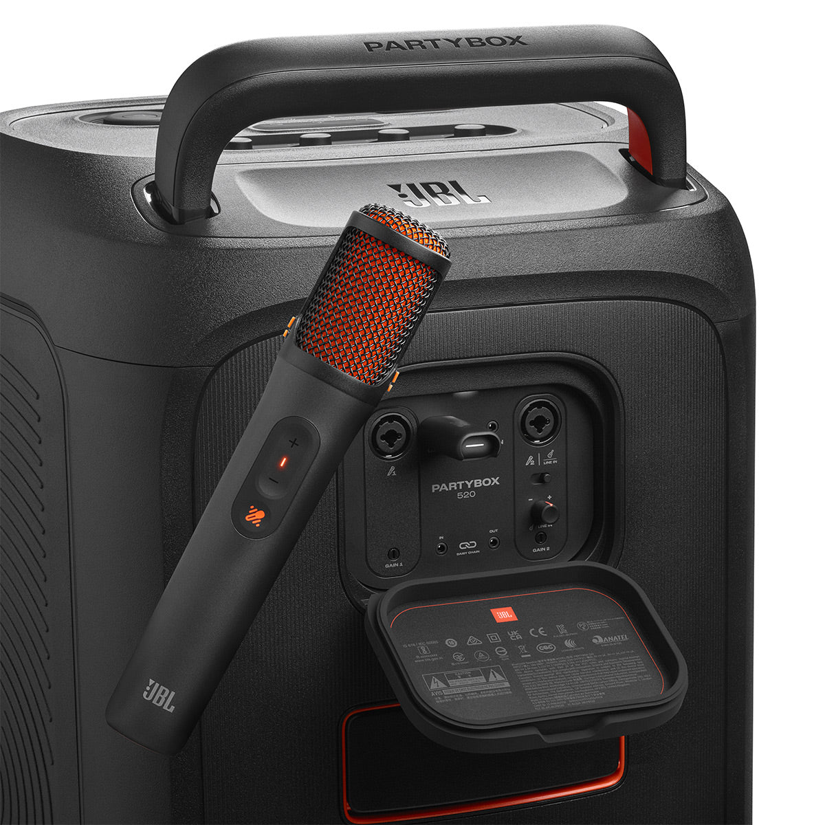 JBL PartyBox 130 Portable Party Speaker Bundle with EasySing Wireless Microphones (Black)