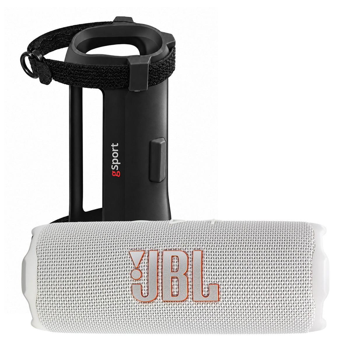 JBL FLIP 7 Waterproof Portable Speaker Bundle with gSport Silicone Sleeve (White)