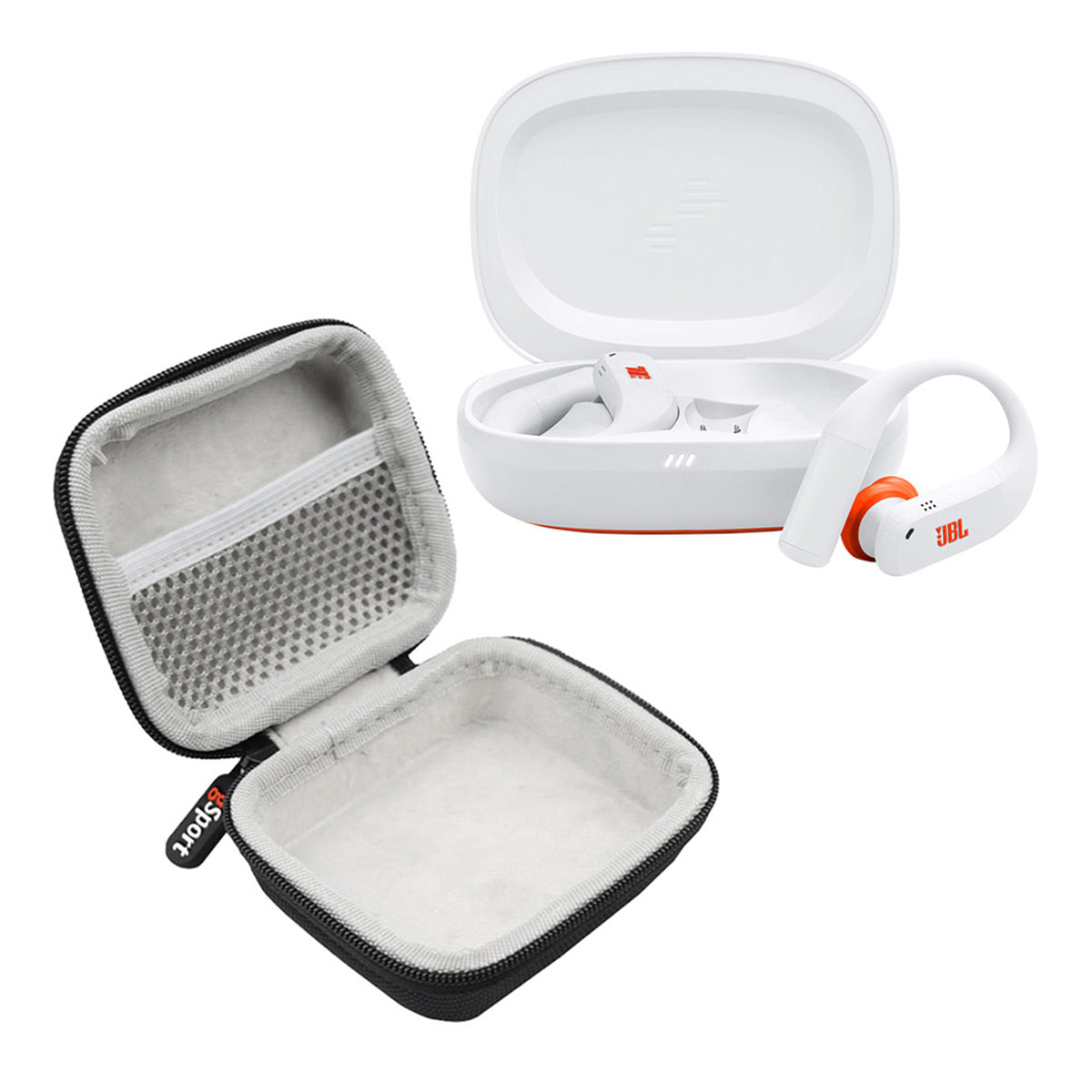 JBL Endurance Peak 4 True Wireless Noise Cancelling Sport Earbuds Bundle with gSport Case (White)