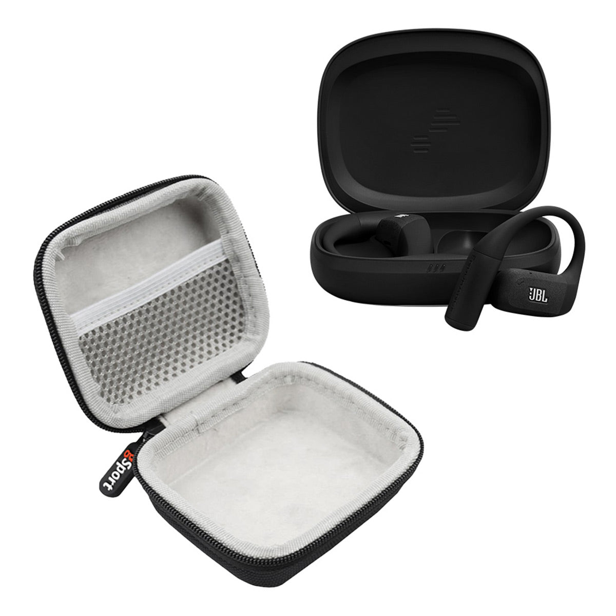 JBL Endurance Zone True Wireless Open Ear Sport Headphones Bundle with gSport Case (Black)