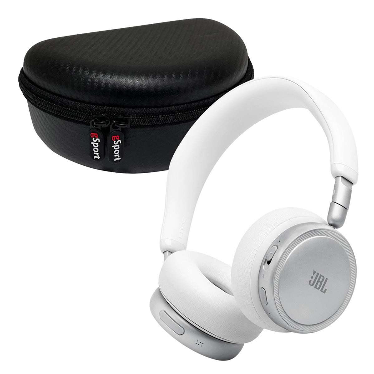 JBL Live 680NC Wireless Over-Ear Noise Cancelling Headphone Bundle with gSport Case (White)
