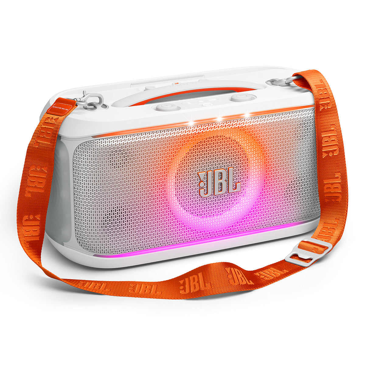 JBL PartyBox On-The-Go 2 Plus Portable Party Speaker with Digital Microphone (White)