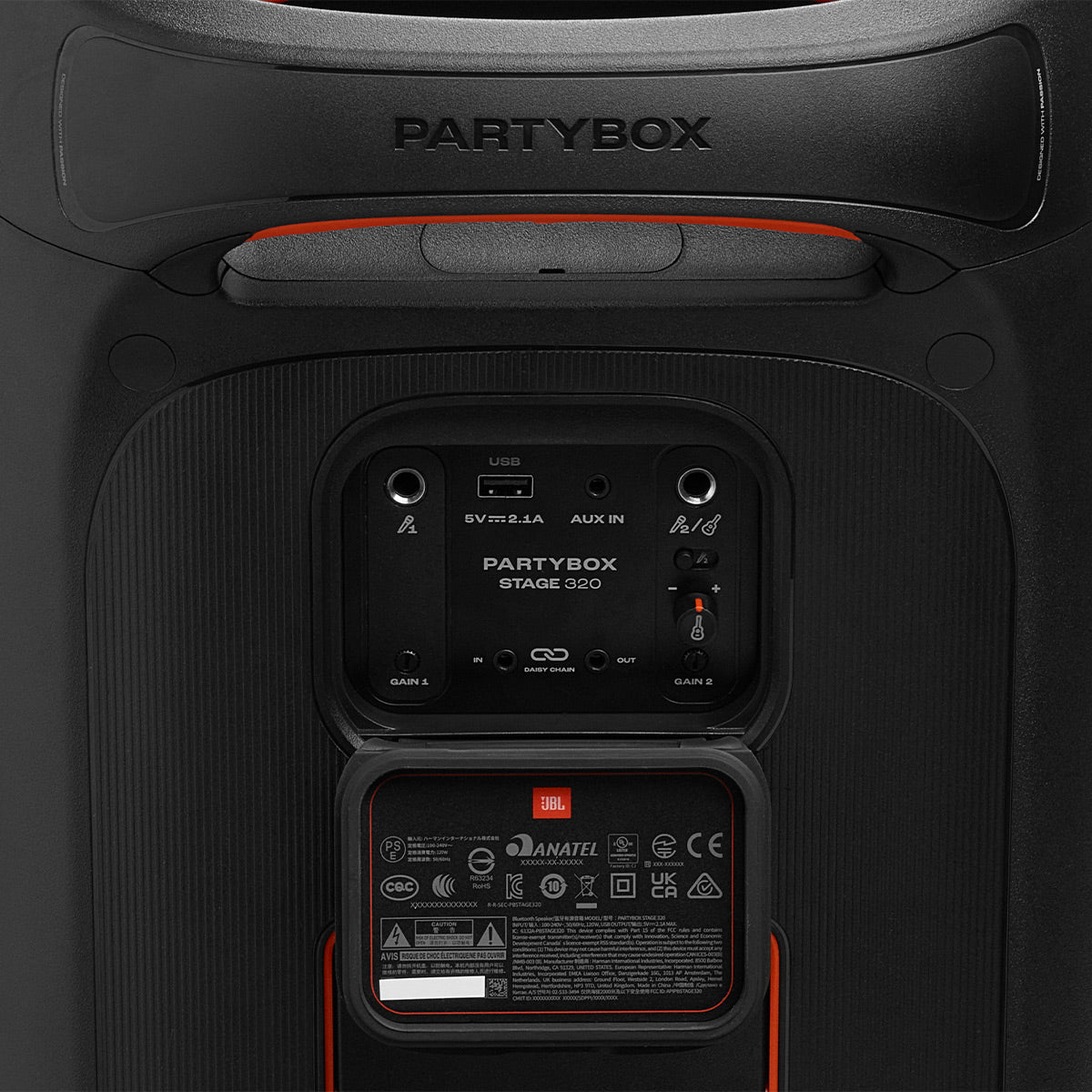 JBL Partybox Stage 320 Portable Party Speaker Bundle with Additional Battery 400 (Black)