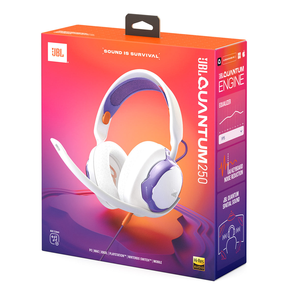 JBL Quantum 250 Wired Over-Ear Gaming Headset Bundle with gSport Case (White)