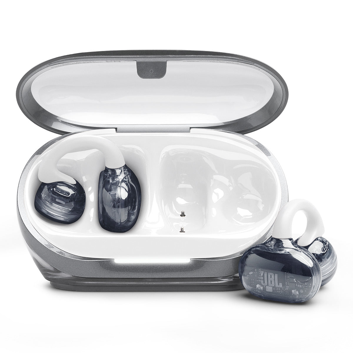 JBL Soundgear Clips True Wireless Open-Ear Headphones Bundle with gSport Case (White)