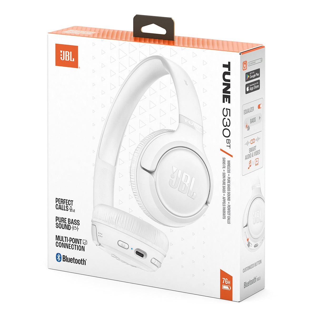 JBL Tune 530BT On Ear Bluetooth Headphones (White)