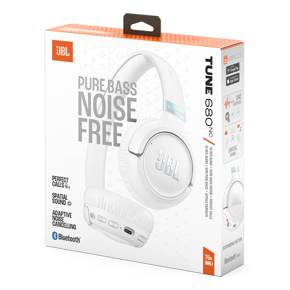 JBL Tune 680NC Active Noise Cancelling On Ear Bluetooth Headphones (White)