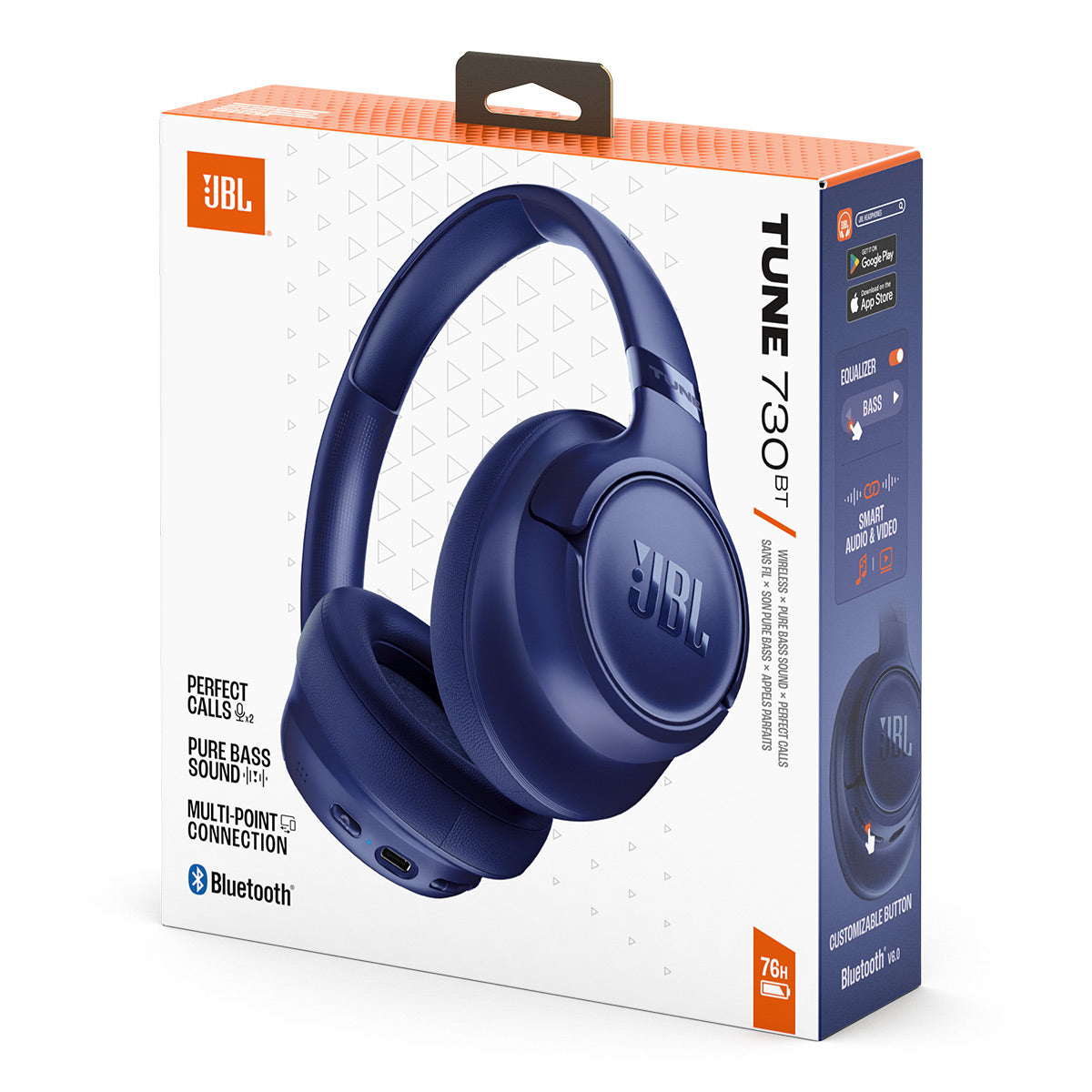 JBL Tune 730BT Over Ear Bluetooth Headphones (Blue)