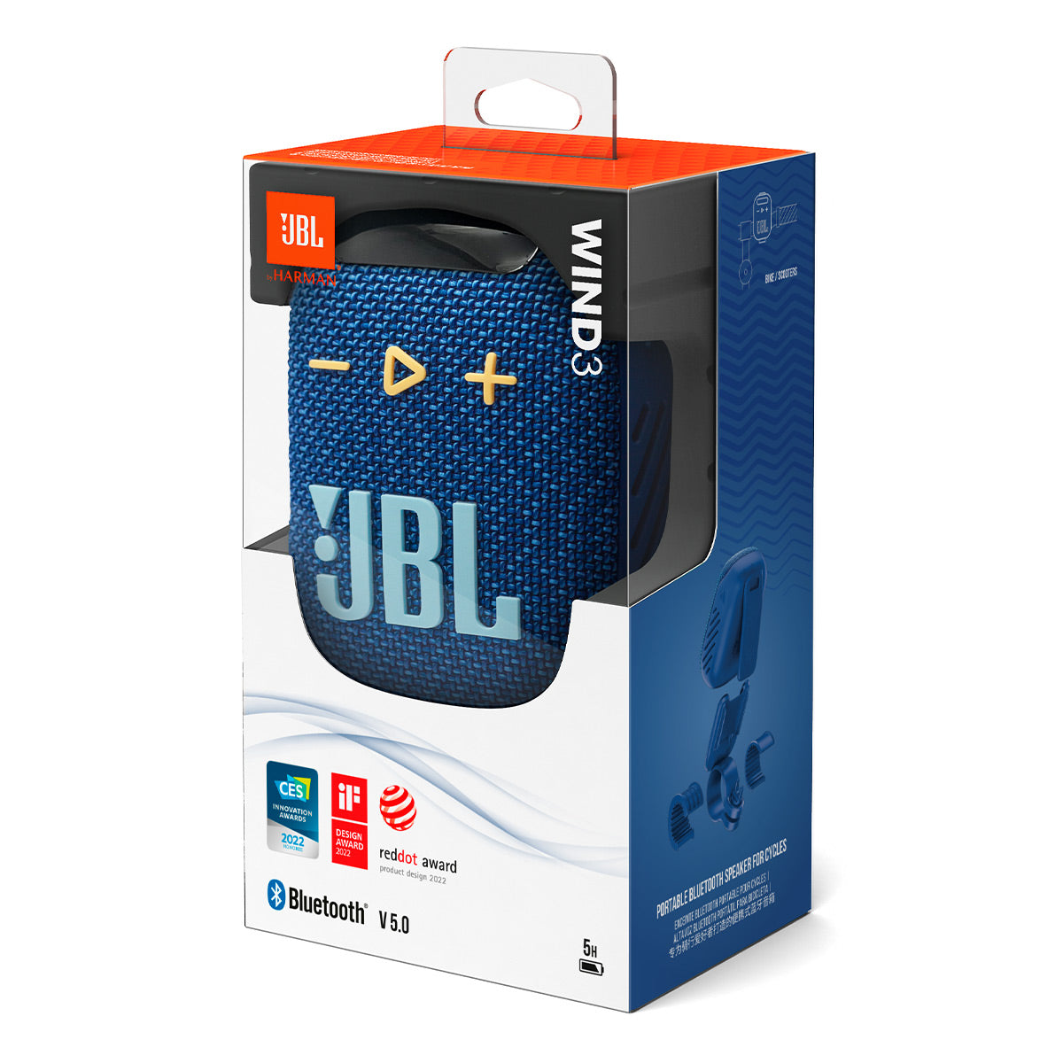 JBL Wind 3 Handlebar Bluetooth Speaker with FM Radio (Blue)