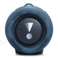 Blue portable Bluetooth speaker with mesh grille and rubberized accents